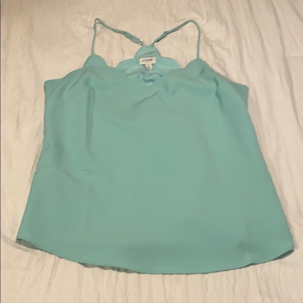 J.Crew turquoise scalloped tank top